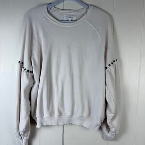 THE GREAT Pullover Crew Neck Sweatshirt Bishop Sleeve Stud‎ Trim Size 2